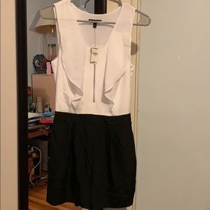 NWT Express black and white romper with pockets